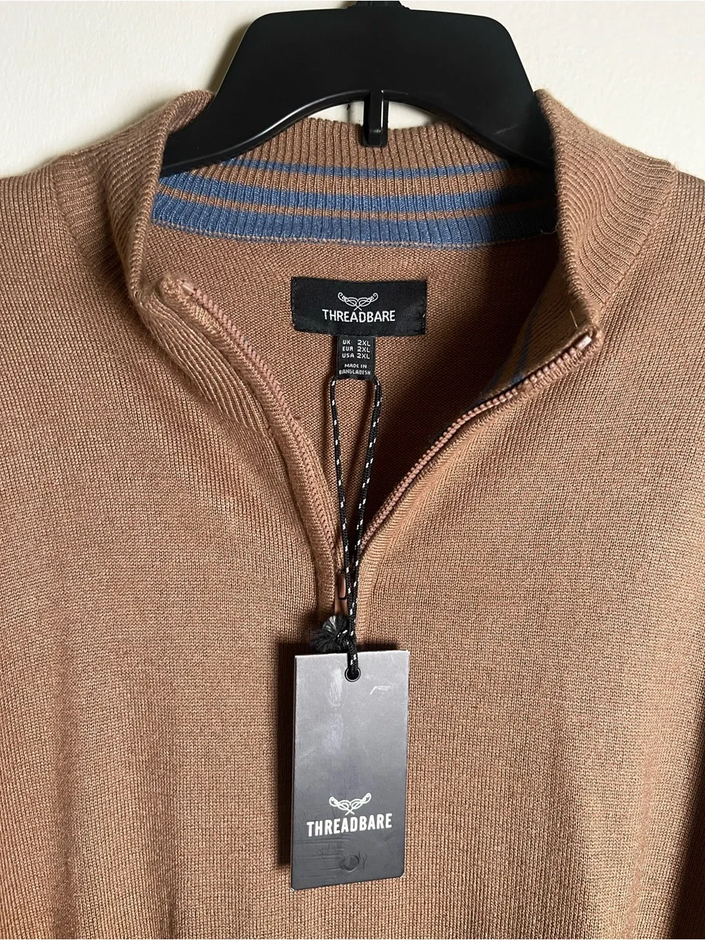 Men's Zip-Neck Sweater in Taupe